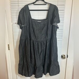 Terra & Sky | Dresses | Black Denim Ruffle Dress | Poshmark